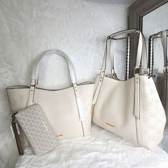 NWT Michael Kors 2 SET Shoulder Bag Tote Handbag Wallet Designer signature $1000 - Picture 2 of 14